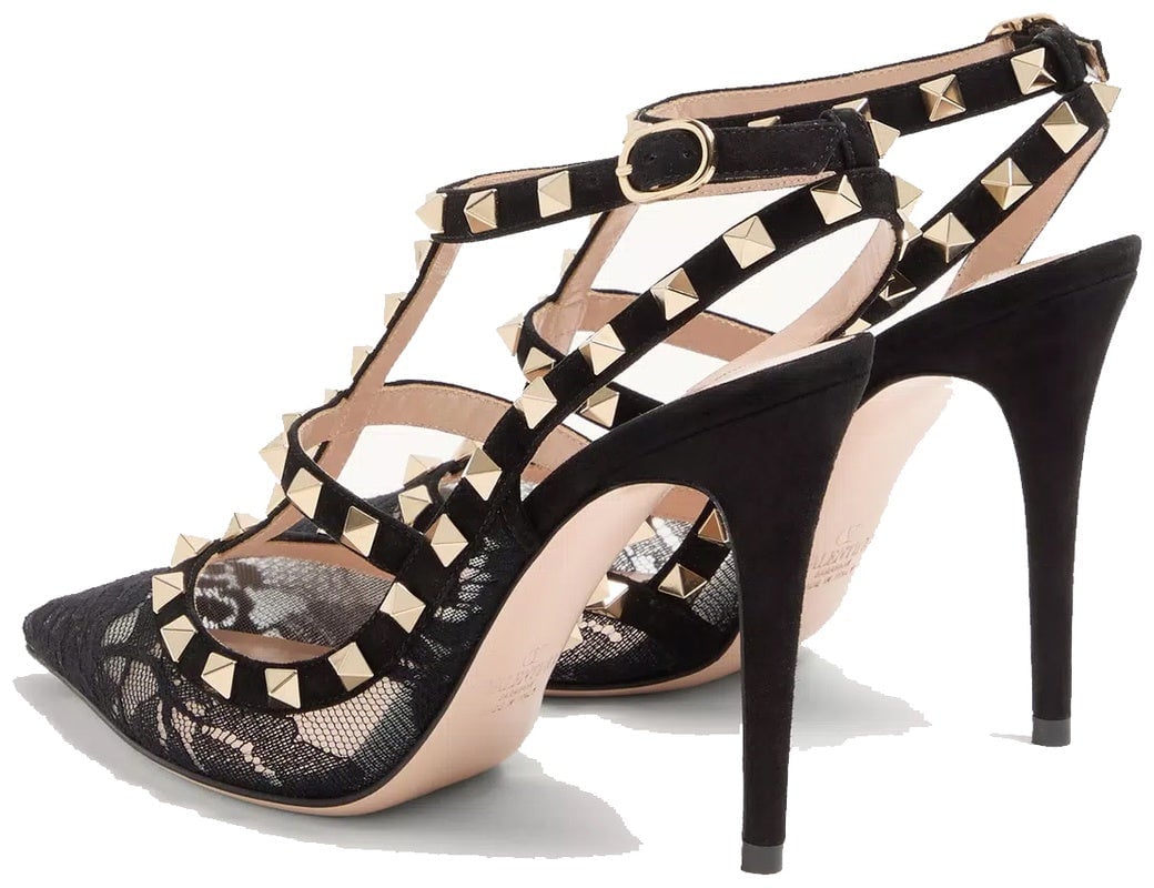 Valentino Valentino Garavani Rockstud Suede Pumps Zwart