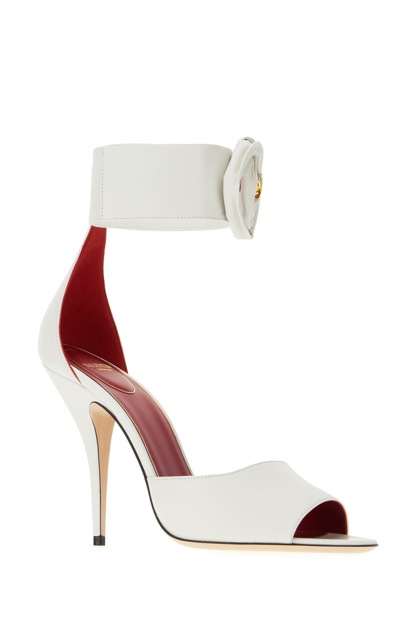 Valentino Valentino White leather Drip Rose sandals Wit