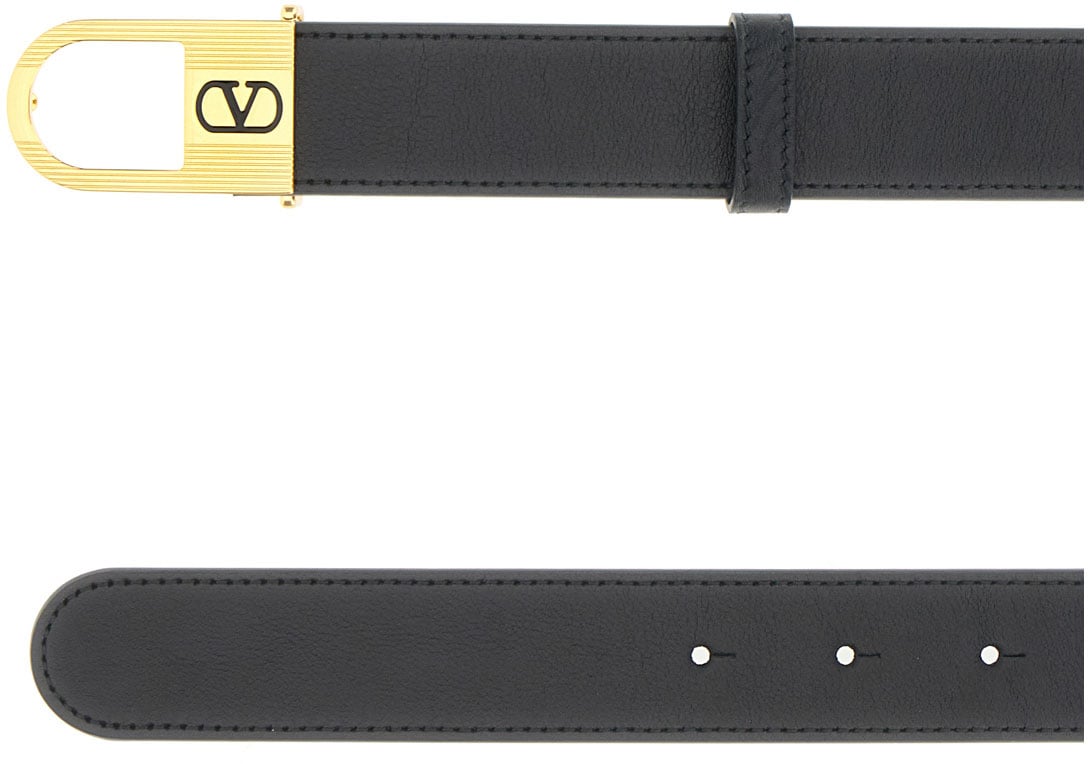 Valentino Valentino Black leather belt Zwart