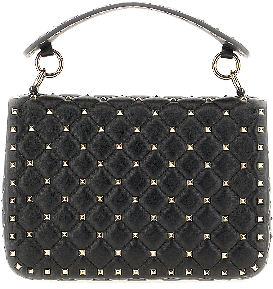 Valentino Valentino Black nappa leather medium Rockstud Spike handbag Zwart
