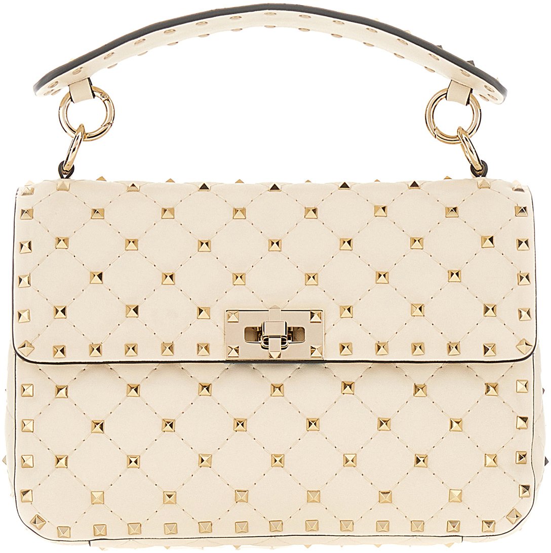 Valentino Valentino Ivory nappa leather medium Rockstud Spike handbag Neutraal