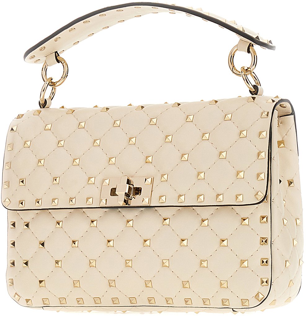 Valentino Valentino Ivory nappa leather medium Rockstud Spike handbag Neutraal