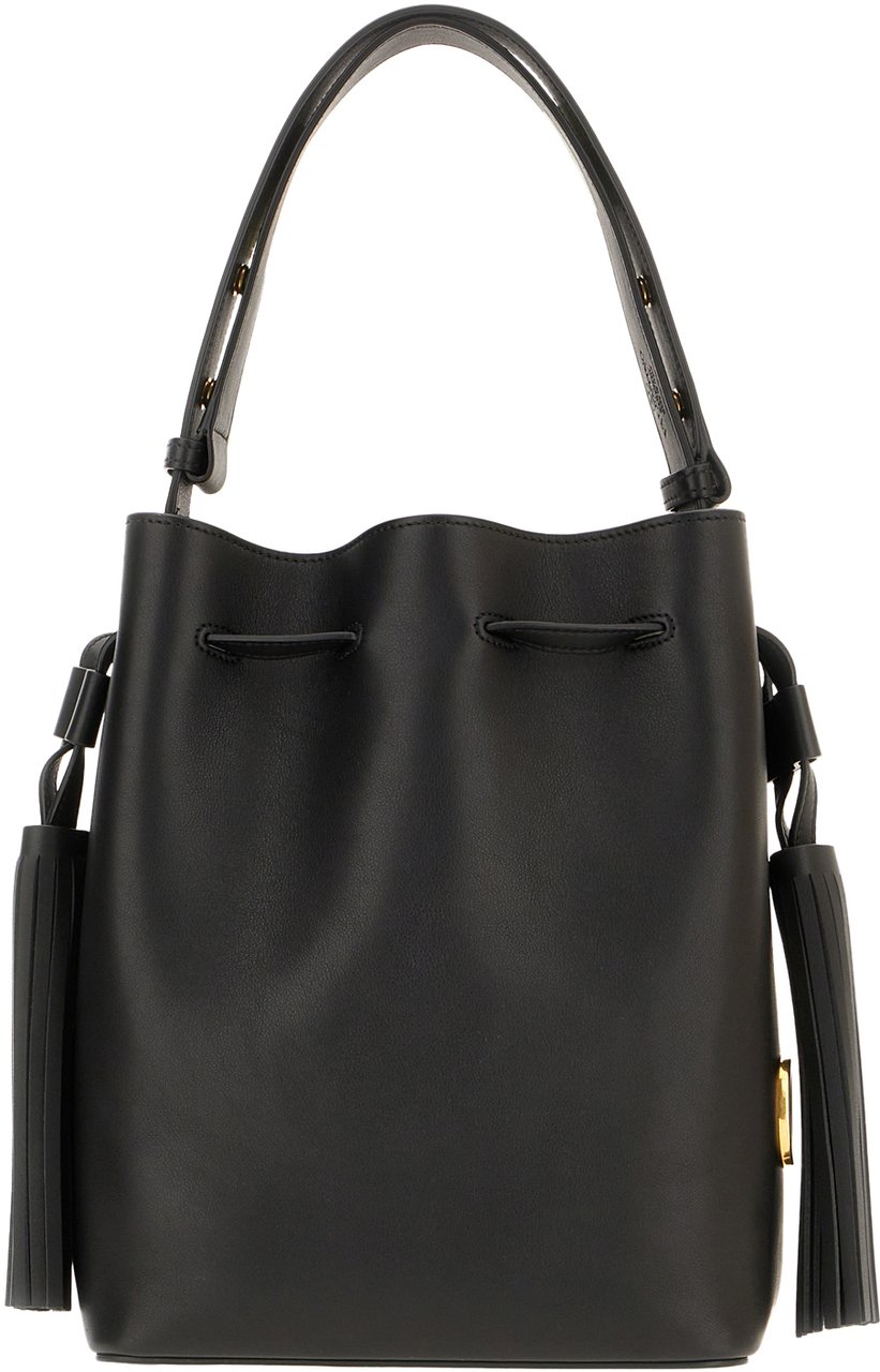 Valentino Valentino Black leather bucket bag Zwart