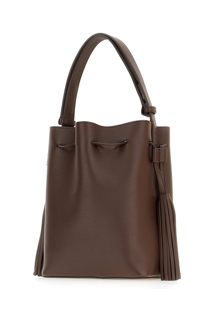 Valentino Valentino Chocolate leather VLogo Signature bucket bag Bruin
