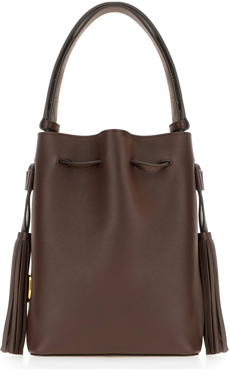 Valentino Valentino Chocolate leather VLogo Signature bucket bag Bruin