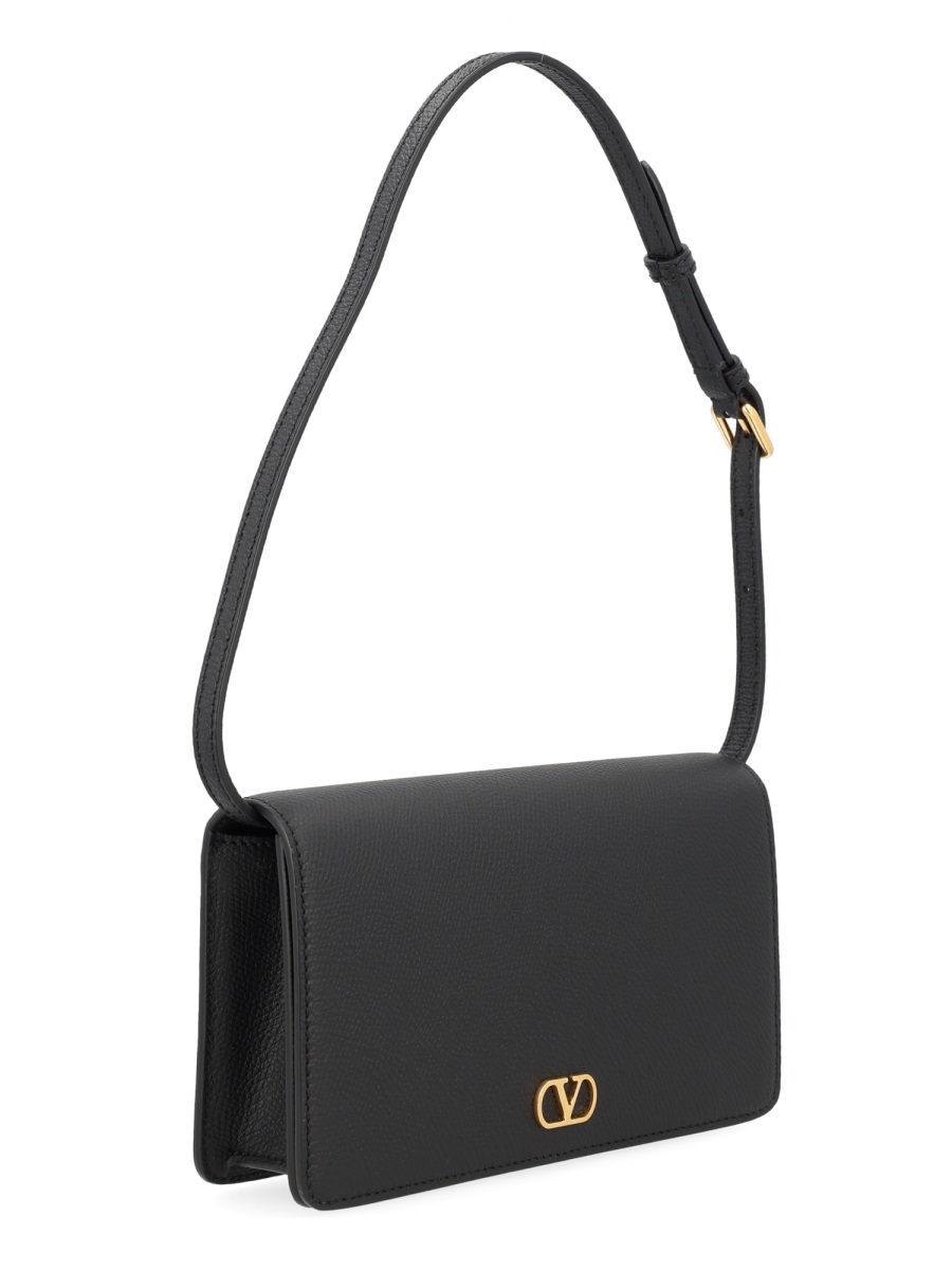 Valentino Vlogo Signature Textured Leather Mini Bag Zwart
