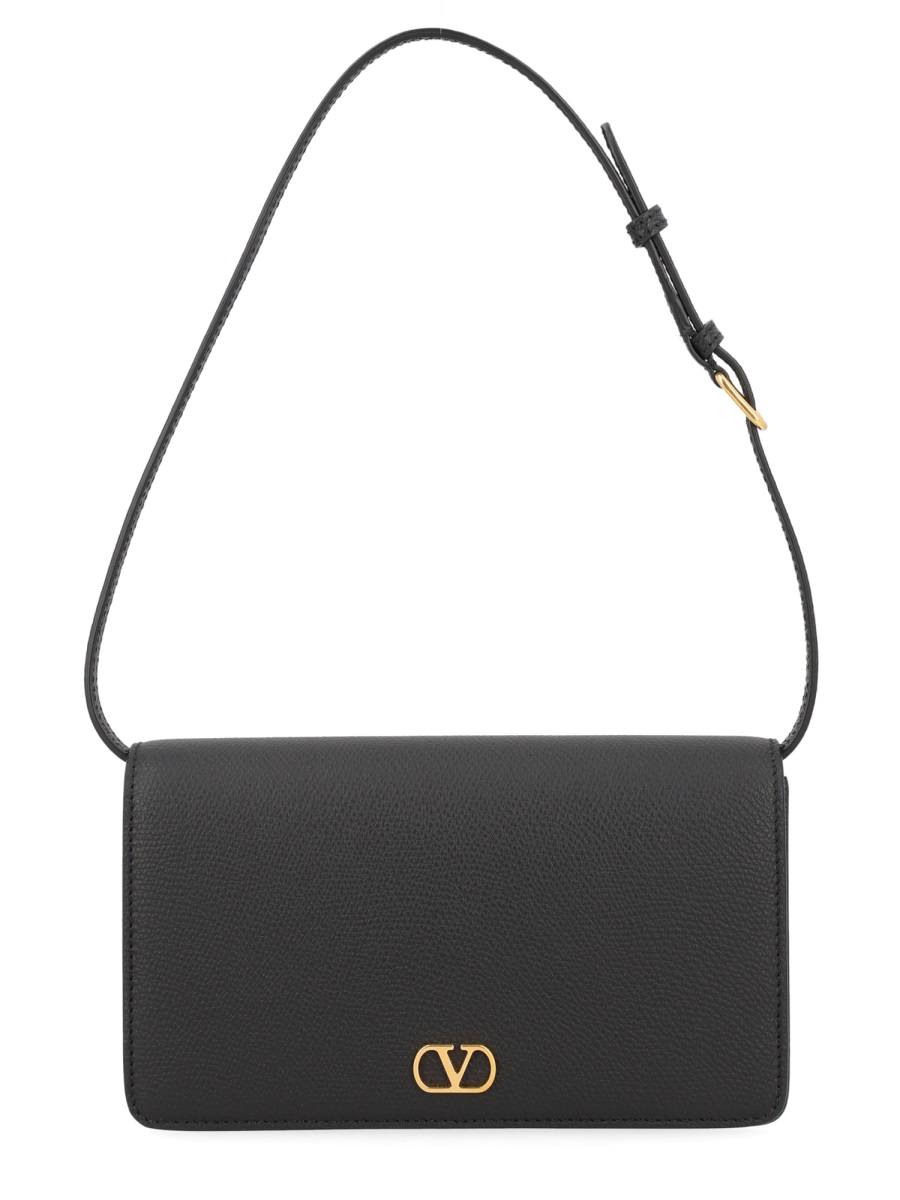 Valentino Vlogo Signature Textured Leather Mini Bag Zwart