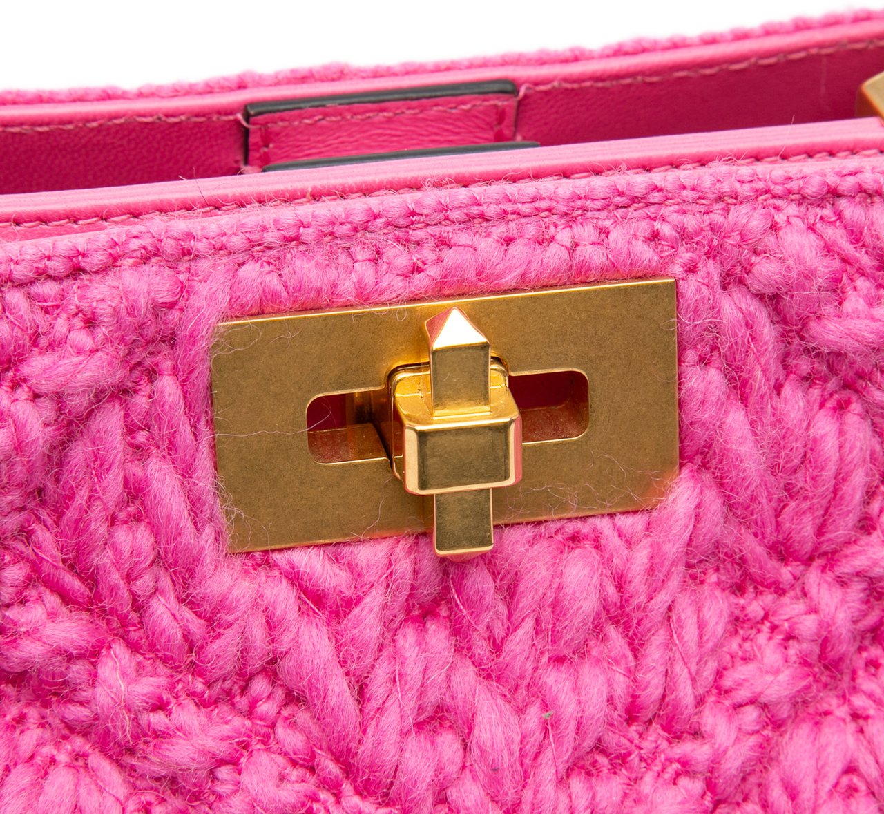 Valentino Small Woven Wool Roman Stud The Handle Bag Roze