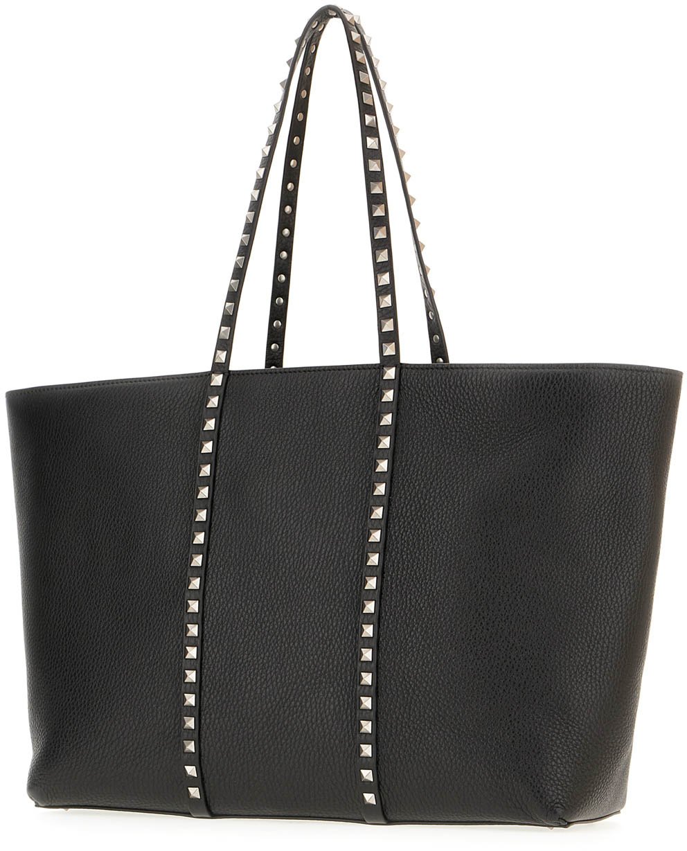 Valentino Valentino Black leather Rockstud shopping bag Zwart