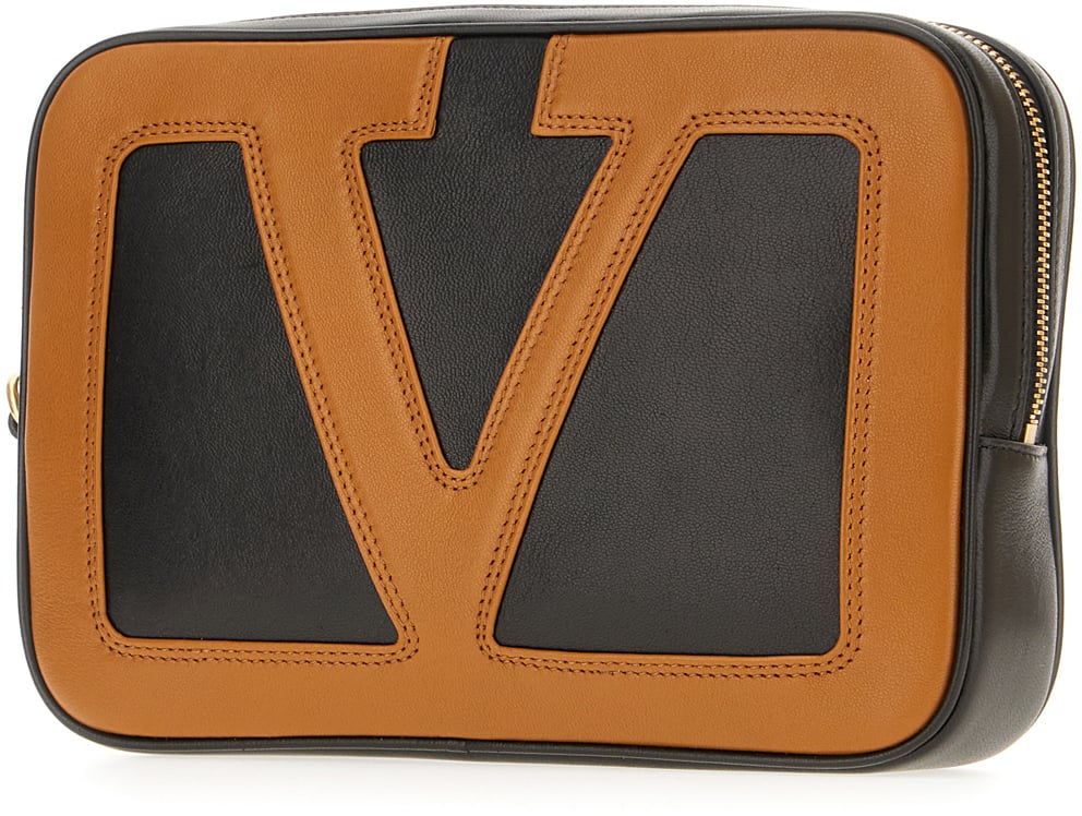 Valentino Valentino Black leather clutch Zwart