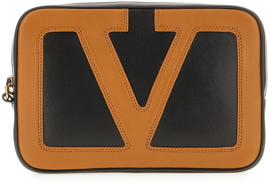 Valentino Valentino Black leather clutch Zwart