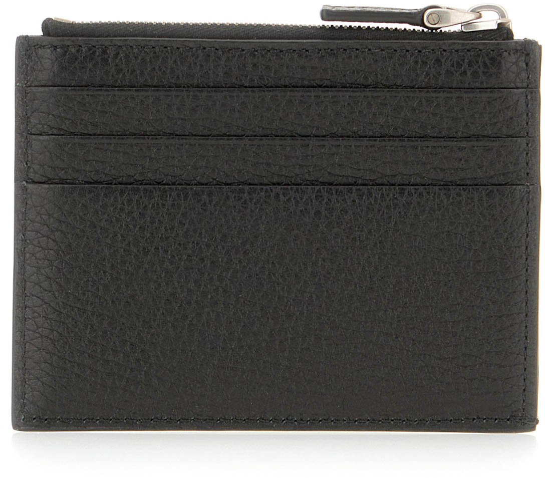 Valentino Valentino Black leather card holder Zwart