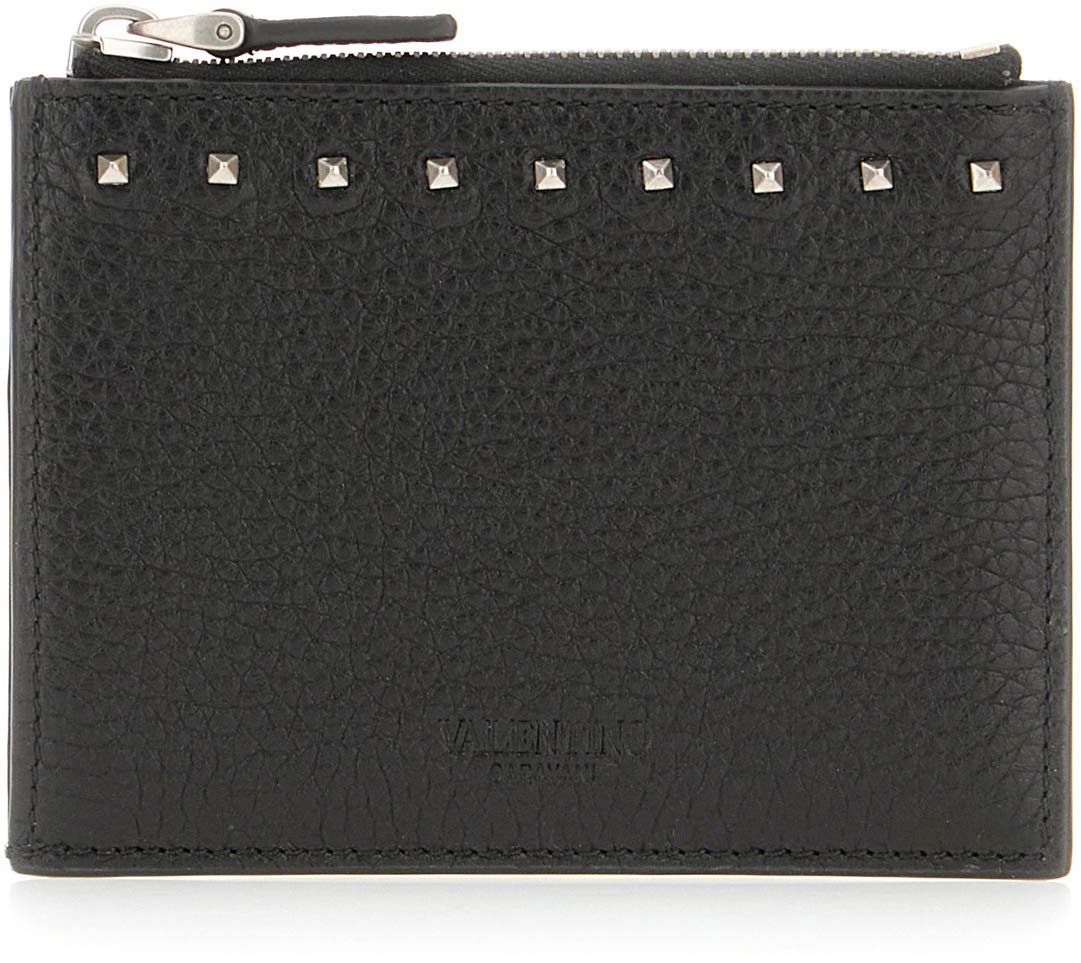 Valentino Valentino Black leather card holder Zwart