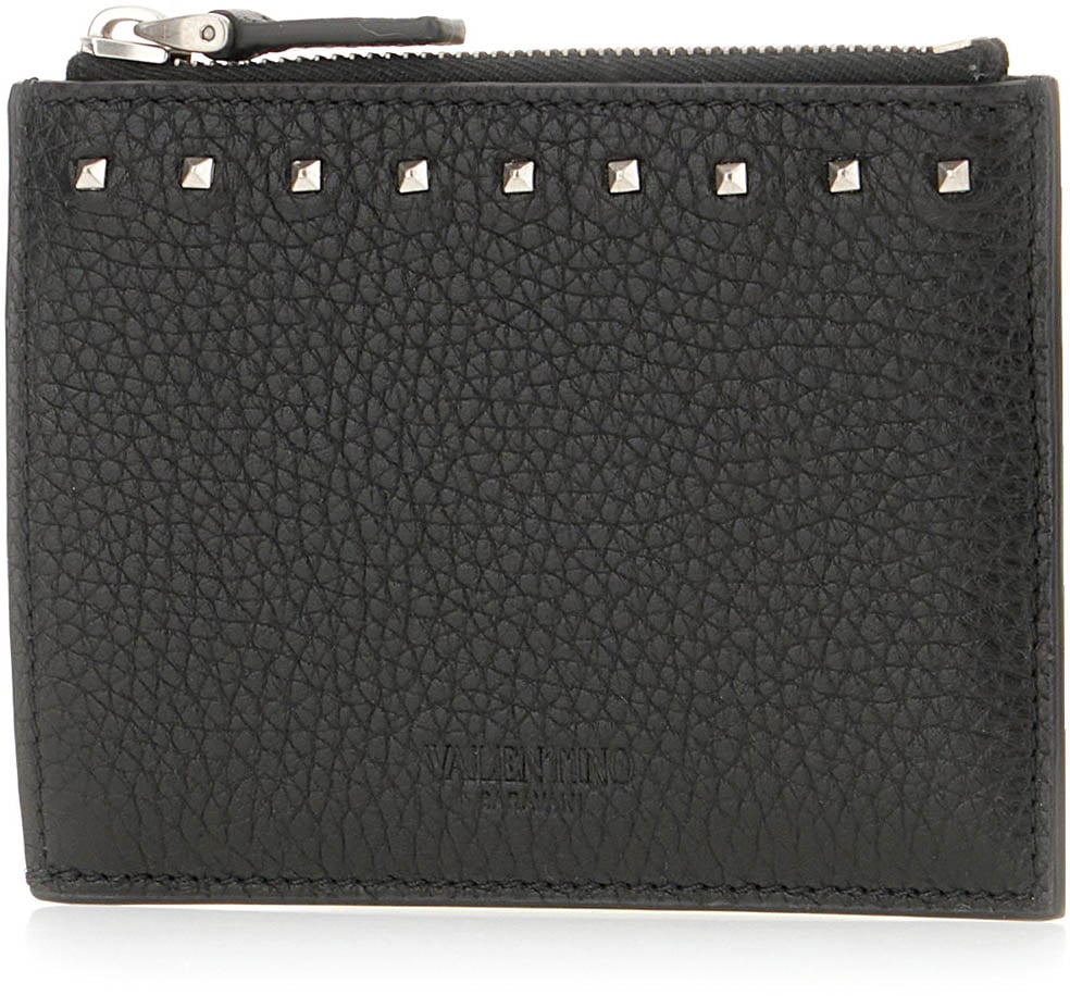 Valentino Valentino Black leather card holder Zwart