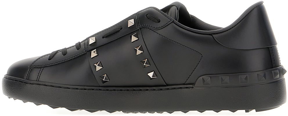 Valentino Valentino Black leather Rockstud sneakers Zwart
