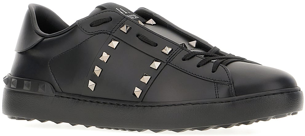 Valentino Valentino Black leather Rockstud sneakers Zwart