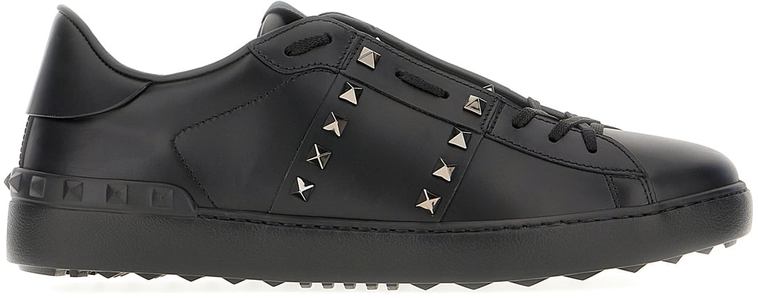 Valentino Valentino Black leather Rockstud sneakers Zwart