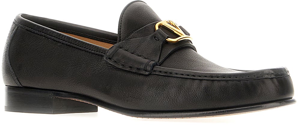 Valentino Valentino Black leather loafers Zwart