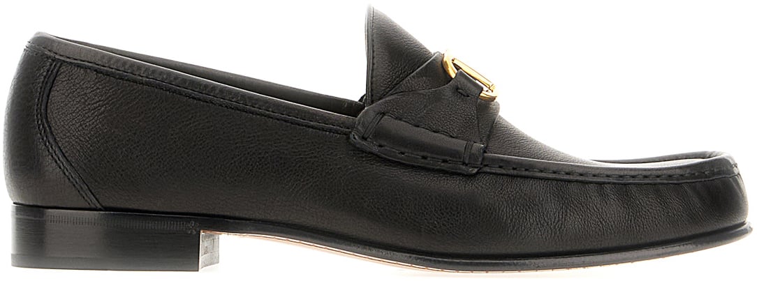 Valentino Valentino Black leather loafers Zwart