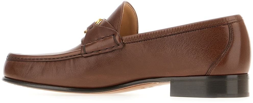 Valentino Valentino Chocolate leather loafers Bruin