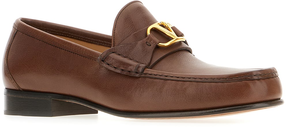 Valentino Valentino Chocolate leather loafers Bruin