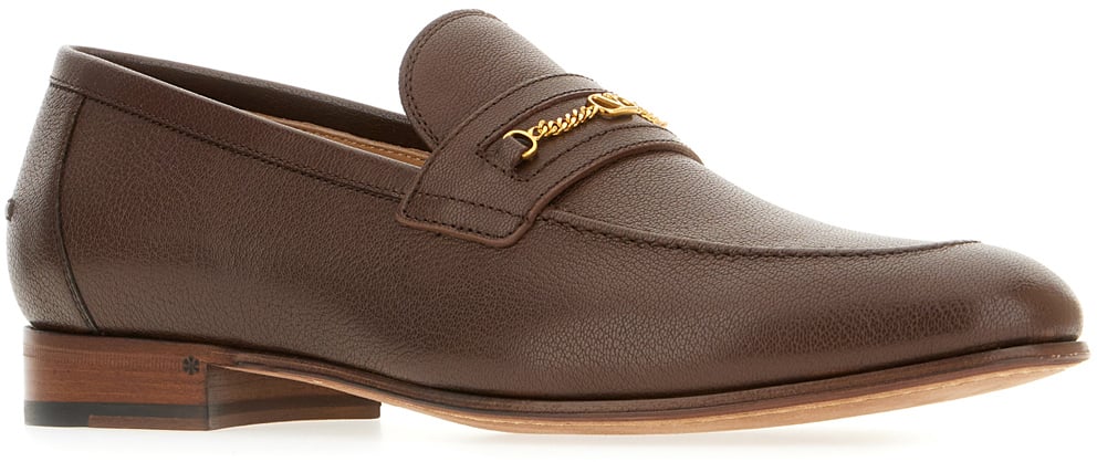 Valentino Valentino Chocolate leather loafers Bruin