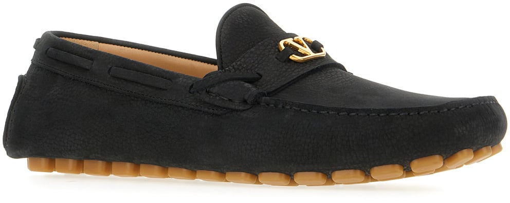 Valentino Valentino Black leather loafers Zwart