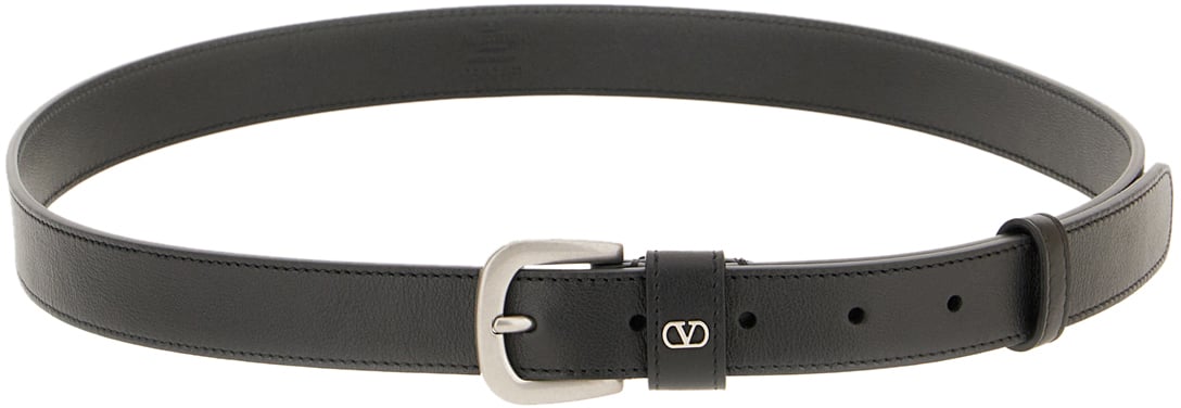 Valentino Valentino Black leather belt Zwart