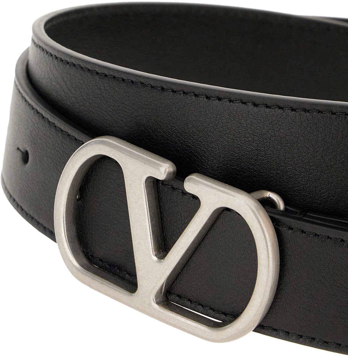 Valentino Valentino Black leather belt Zwart