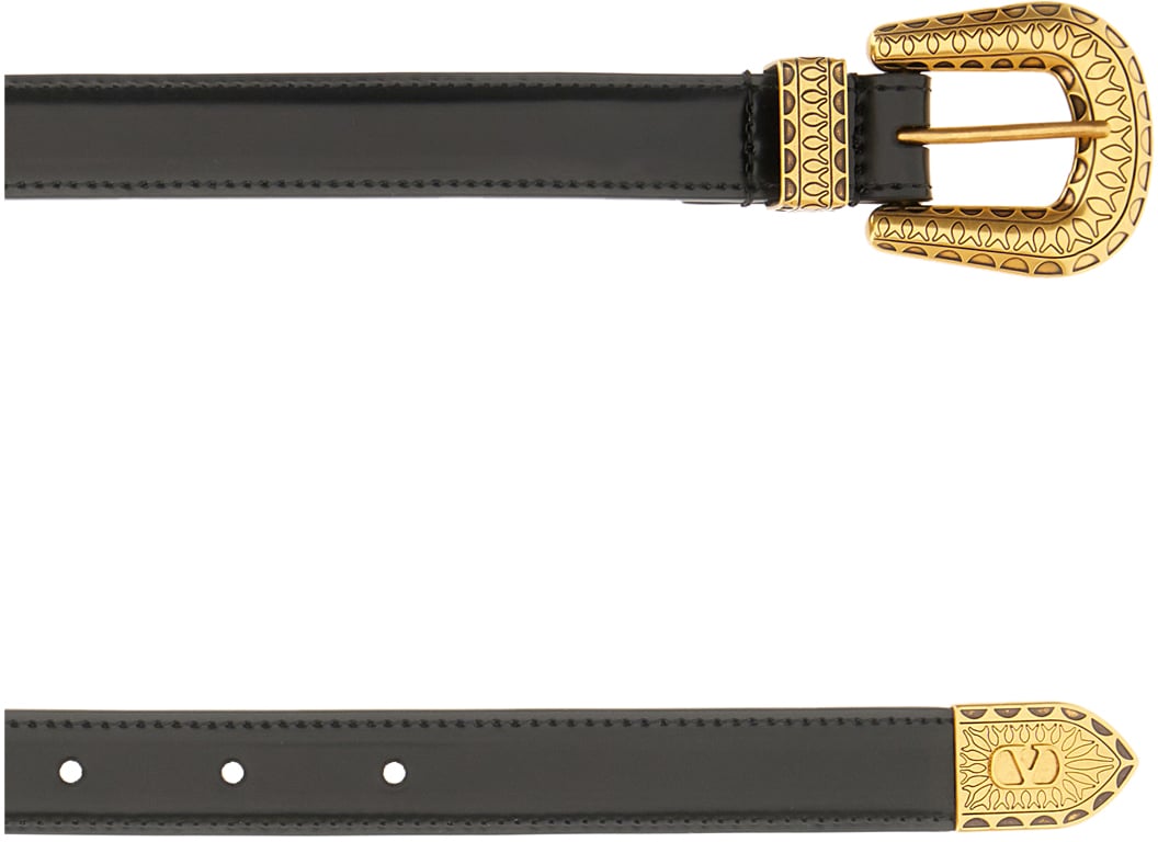 Valentino Valentino Black leather belt Zwart