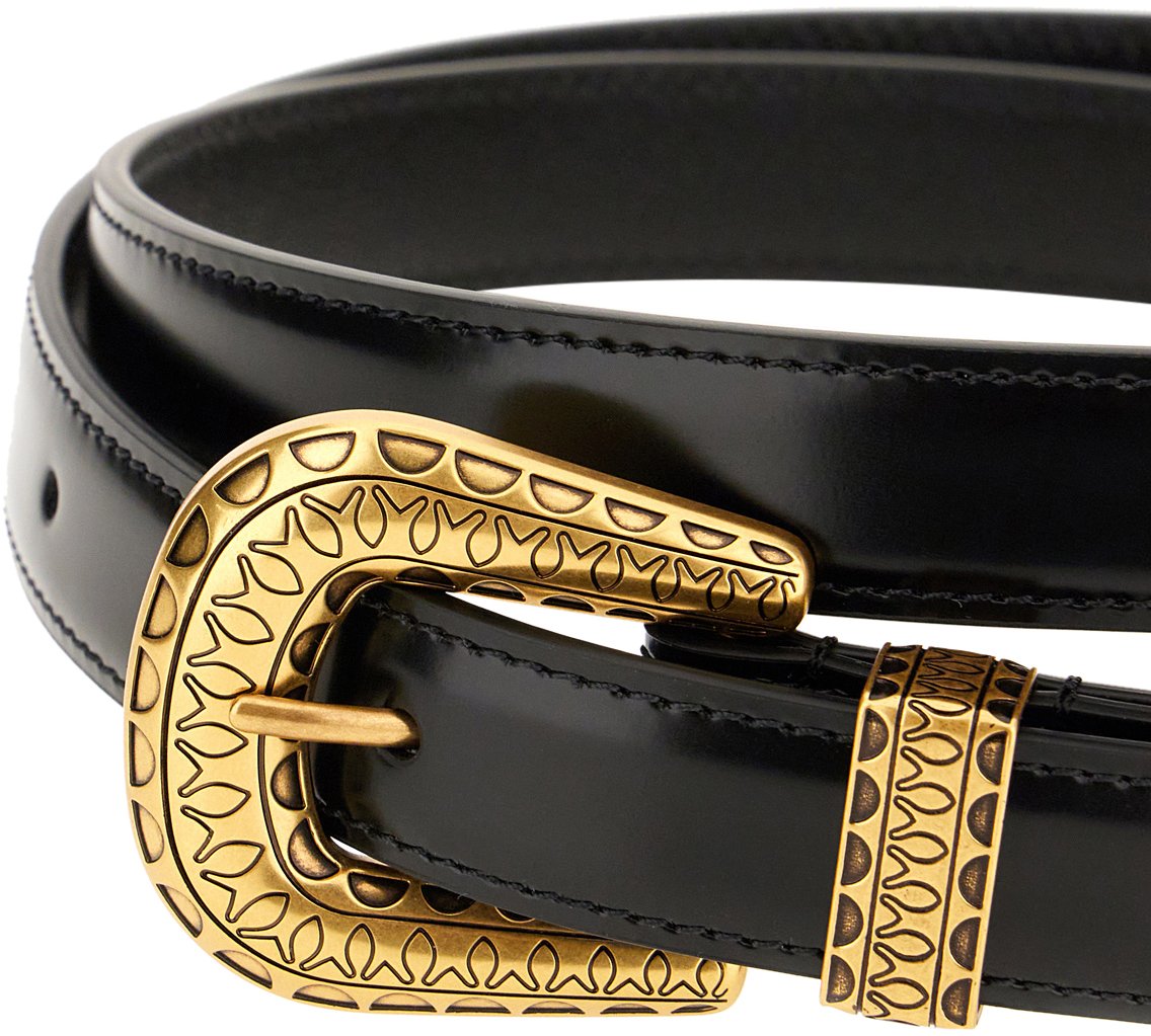 Valentino Valentino Black leather belt Zwart