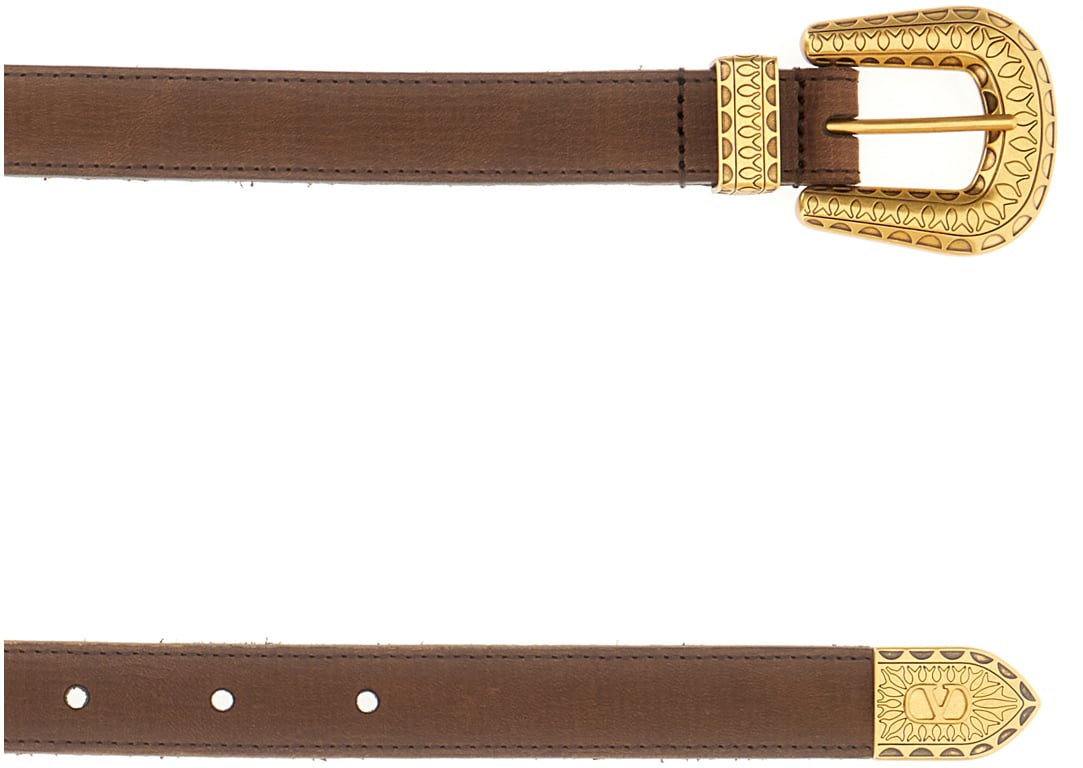 Valentino Valentino Chocolate leather belt Bruin