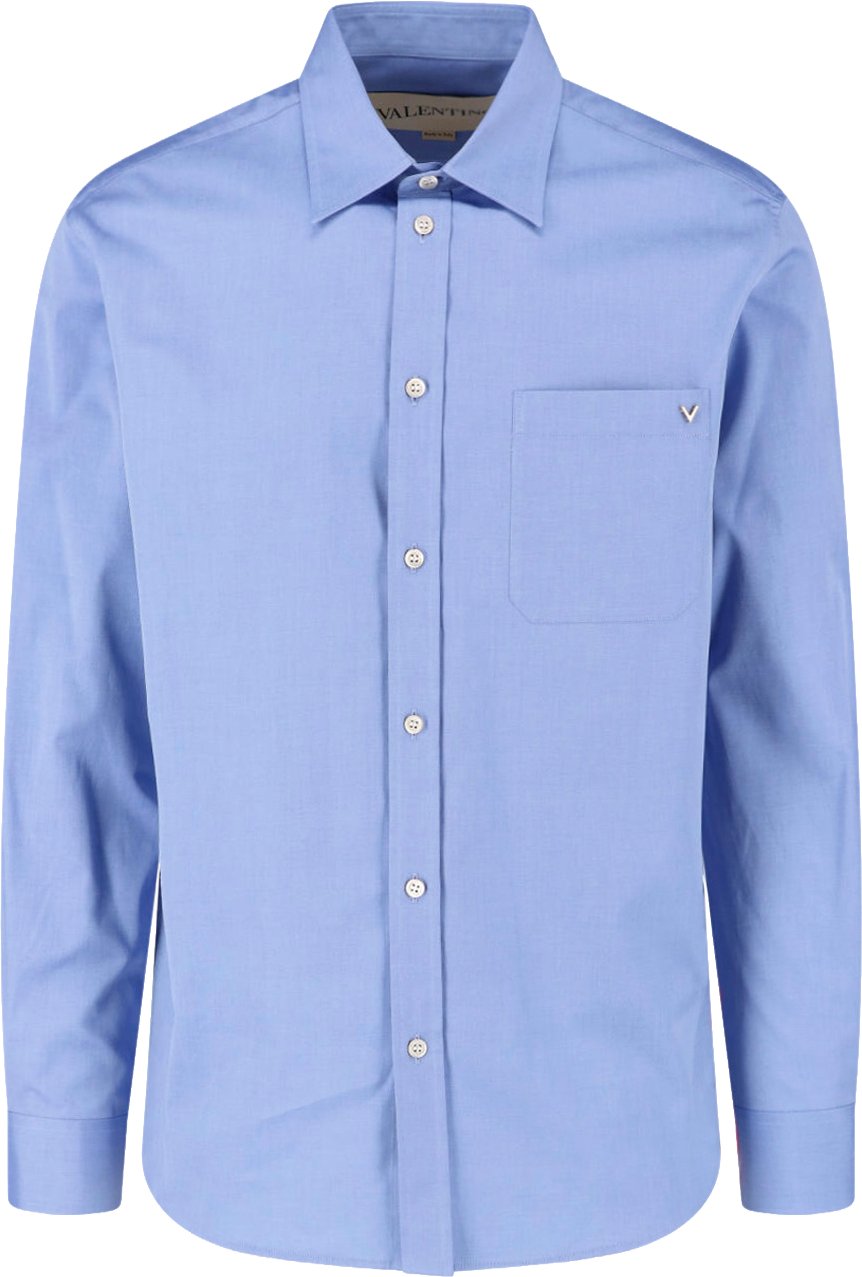 Valentino Blue VGold Tailored Cotton Shirt Blauw