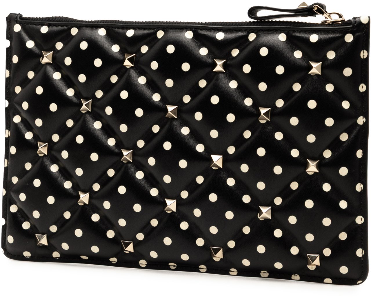 Valentino Leather Polka Dot Rockstud Clutch Zwart