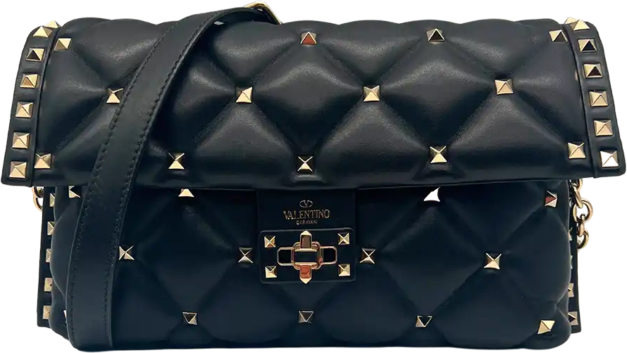 Valentino Valentino Candystud shoulder bag quilted leather black / mint condition Zwart