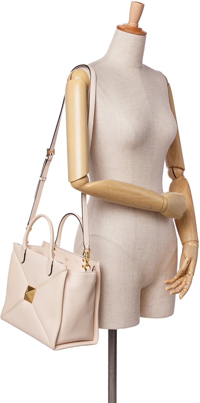 Valentino Medium Leather One Stud Top Handle Bag Wit