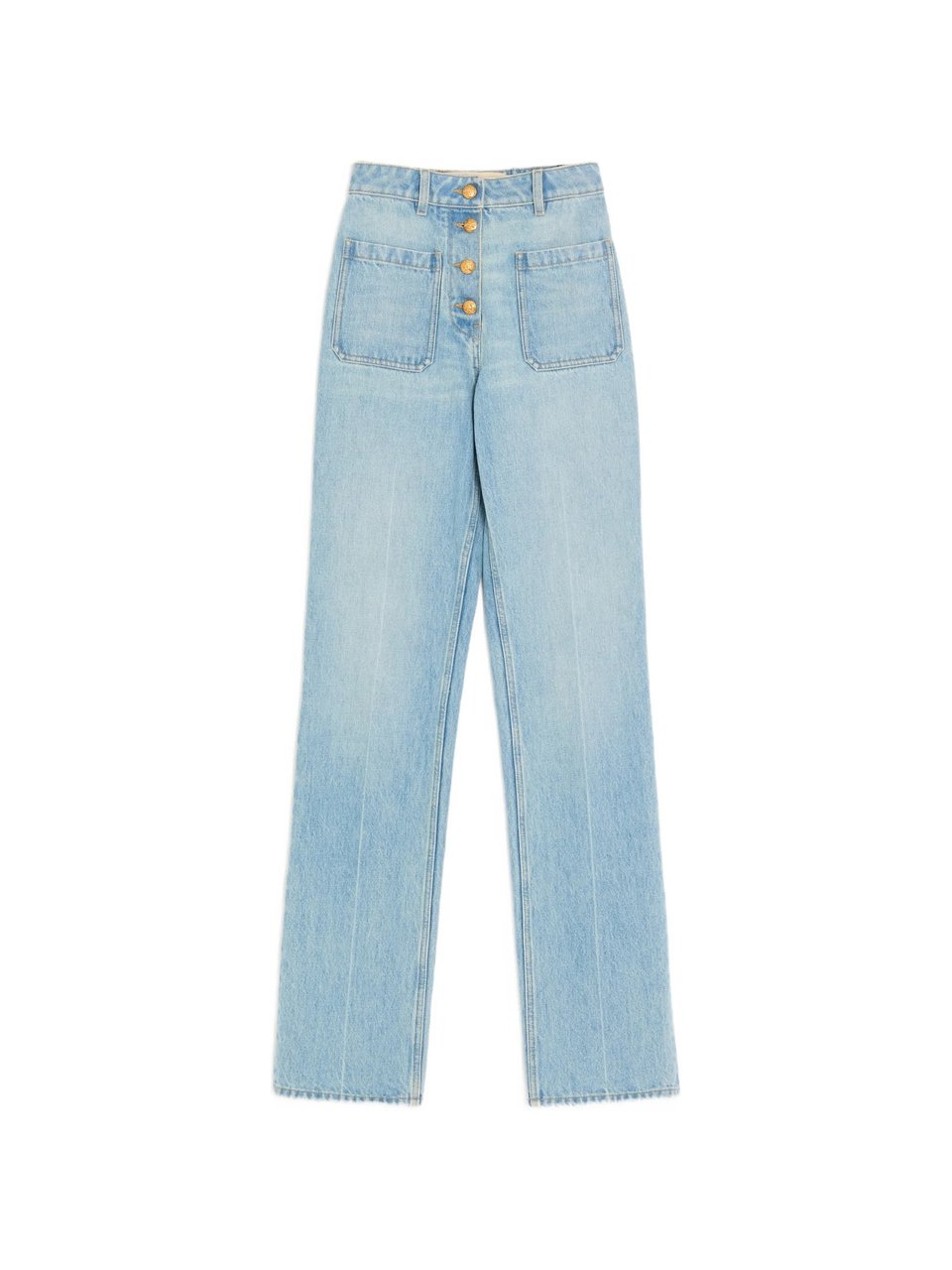 Valentino High-Waisted Straight-Leg Denim Pants Blauw