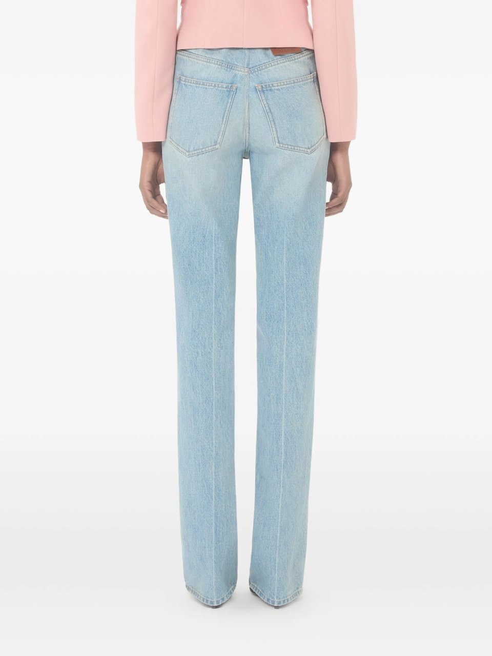 Valentino High-Waisted Straight-Leg Denim Pants Blauw