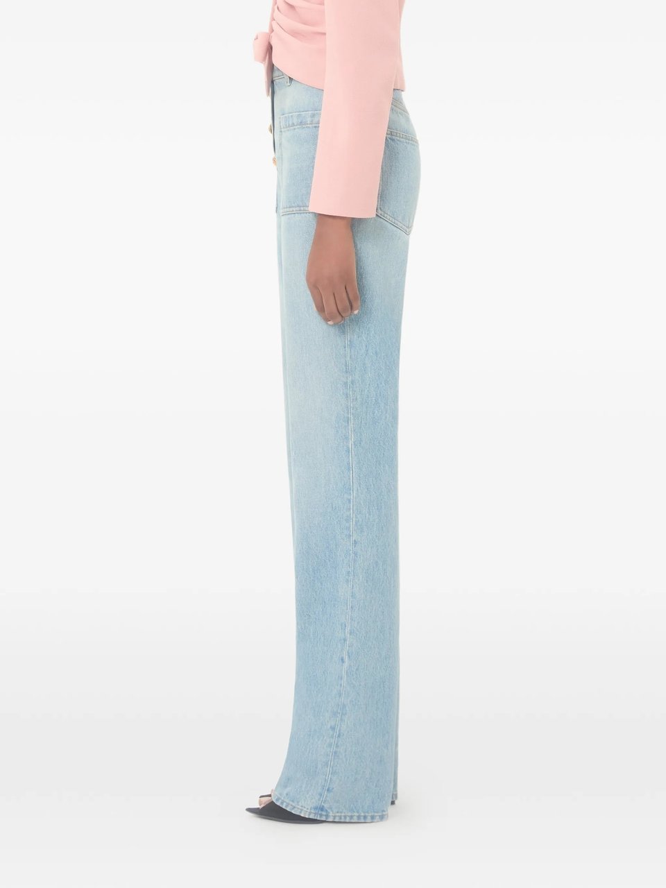 Valentino High-Waisted Straight-Leg Denim Pants Blauw
