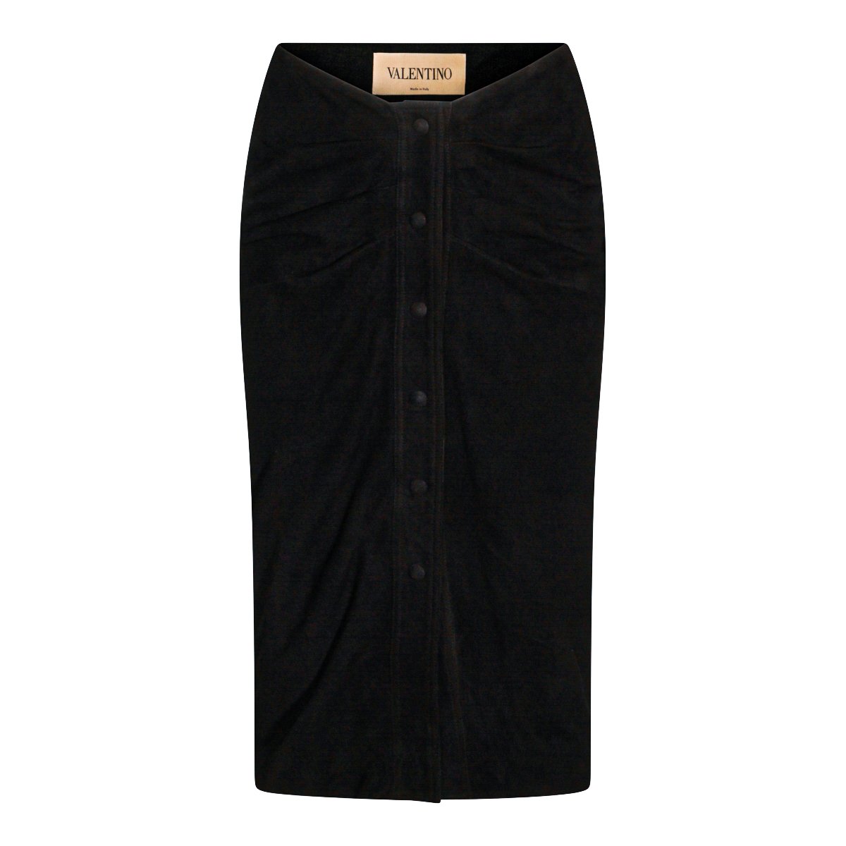 Valentino Black Silk High Waist Midi Skirt Zwart