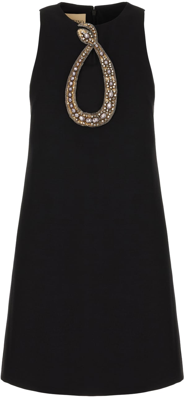 Valentino Valentino Garavani Black wool blend dress Zwart