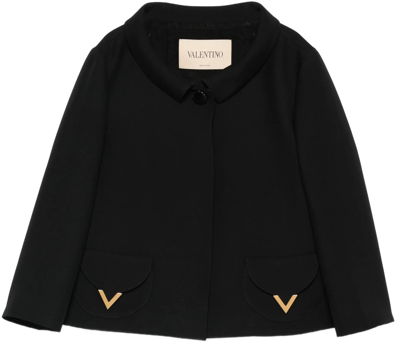 Valentino Black Cropped V-Gold Accent Jacket Zwart