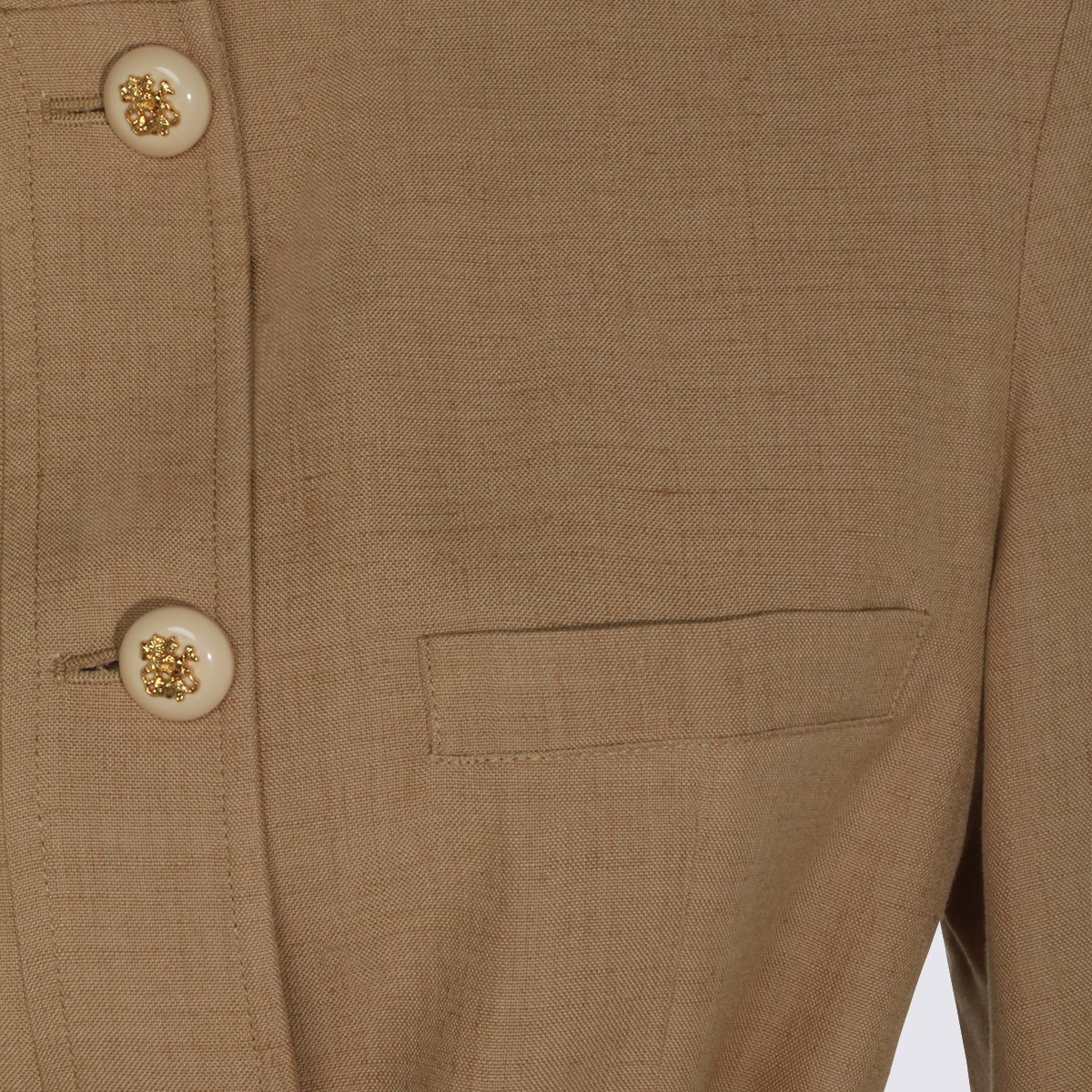 Valentino Structured Brown Jacket with High Collar Bruin