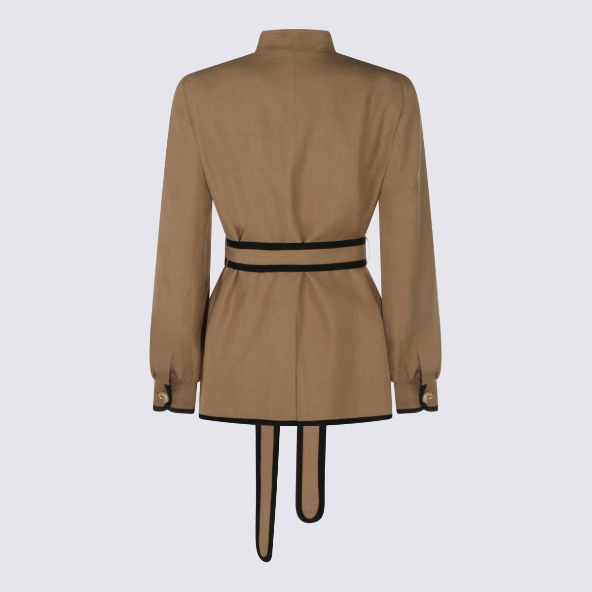 Valentino Structured Brown Jacket with High Collar Bruin