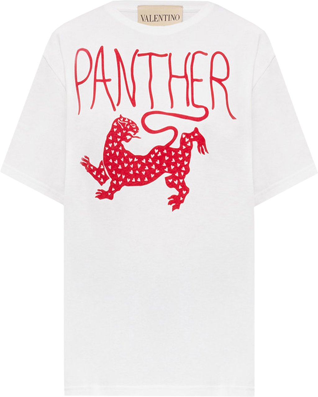 Valentino White Relaxed-Fit Panther Graphic T-shirt Wit
