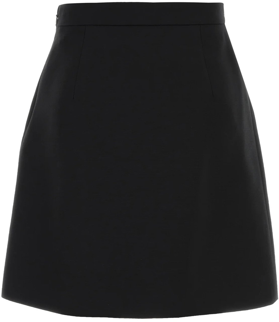 Valentino Black Structured A-line Cotton Mini Skirt Zwart