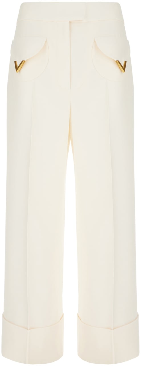 Valentino Valentino Garavani Ivory wool blend pants Neutraal