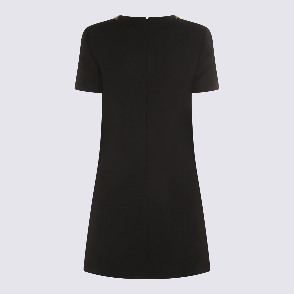 Valentino Black Wool Blend Dress Zwart