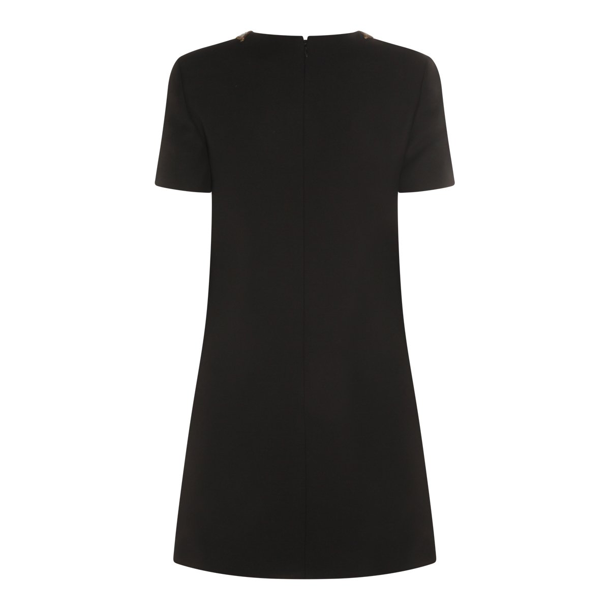 Valentino Black Wool Blend Dress Zwart