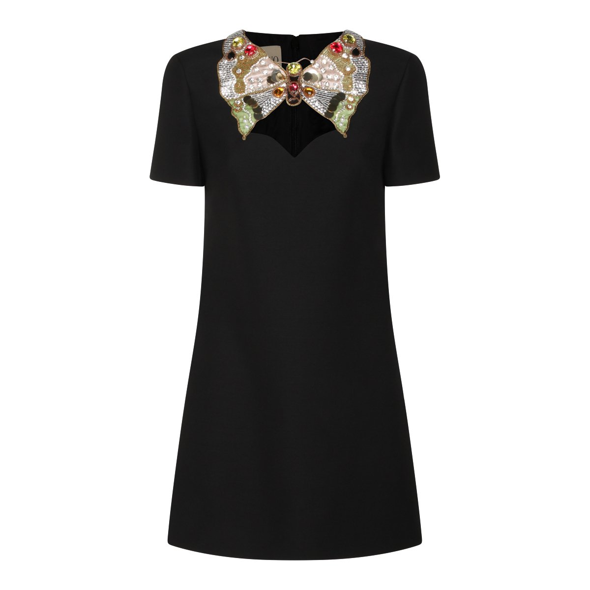 Valentino Black Wool Blend Dress Zwart